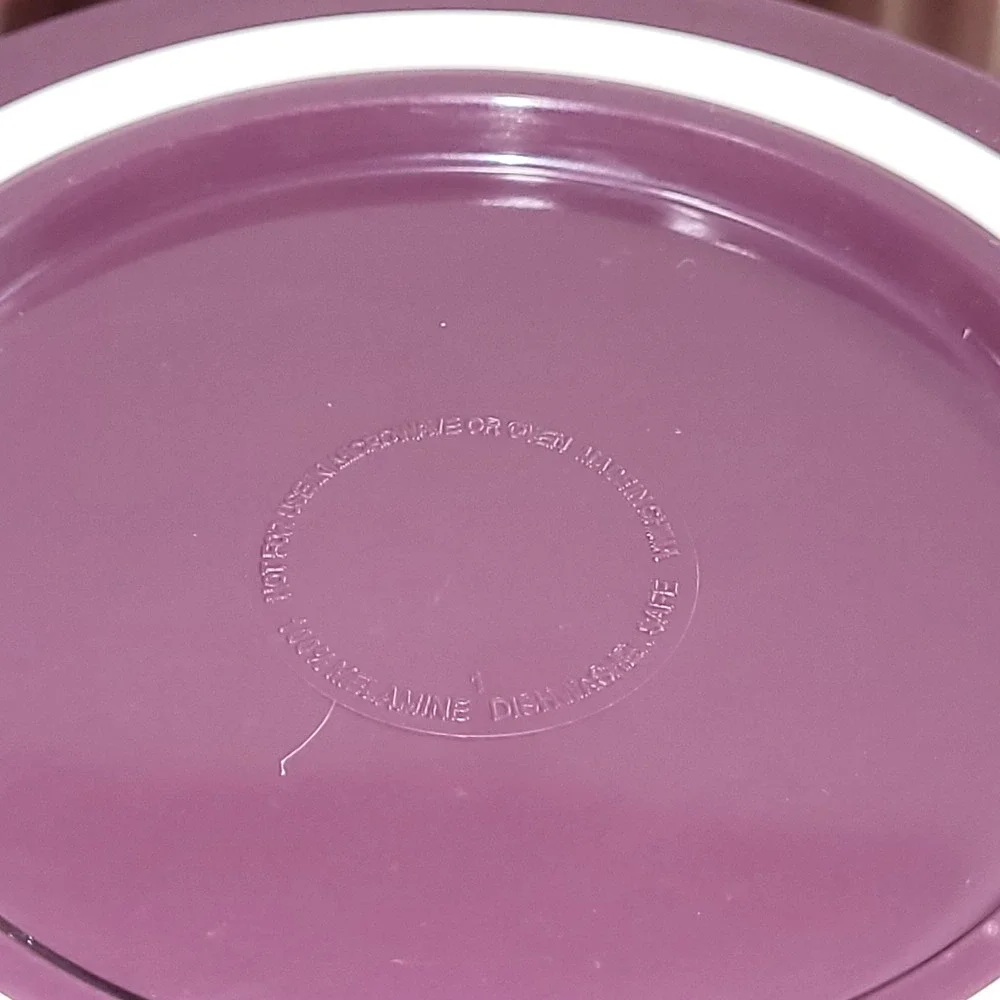 Melamine Mixing Bowl Set Purple Burnt Orange Fluted Ribbed with Lids 2pc
